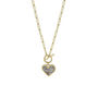 Gold necklace with a heart-shaped pendant on a black background-1