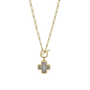 Gold necklace with a cross pendant on a white background-1