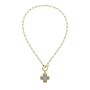 Gold necklace with a cross pendant on a white background-2