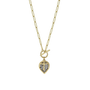 Gold necklace with a heart-shaped pendant on a black background-1