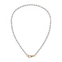 Necklace with small beads and a gold clasp on a white background-1