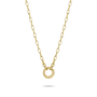 Gold necklace with a small circular pendant on a white background-2