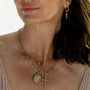 Poetic Cross with Pearl Pendant - Ceramic Coated Brass-2